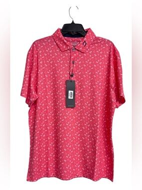 New Men's Druids California Printed Golf Polo Shirt Performance Short Sleeve